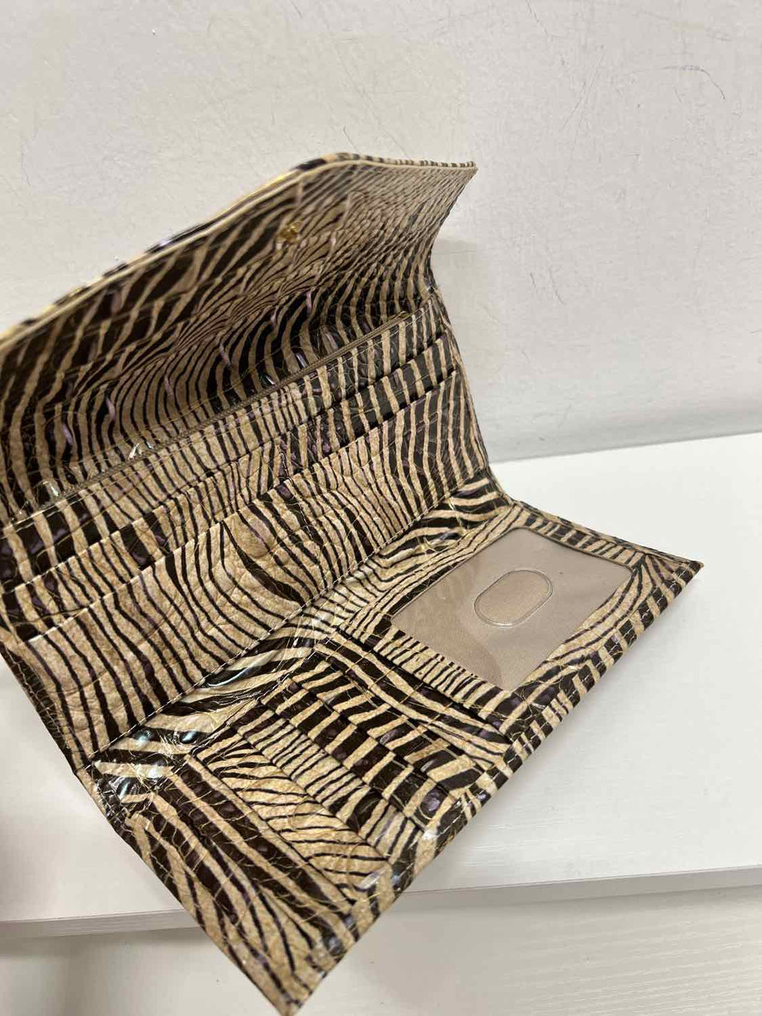 Brahmin Zebra Croc Embossed Leather Pre Owned Wallet