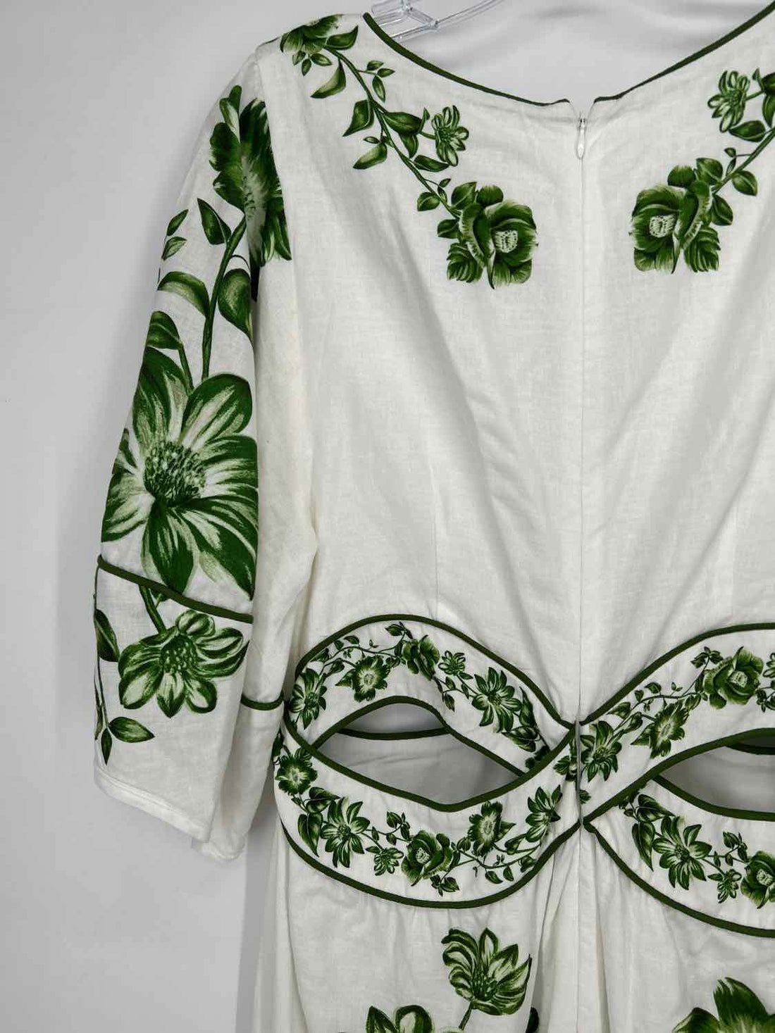 Farm Rio Size L White & Green Print Dress
