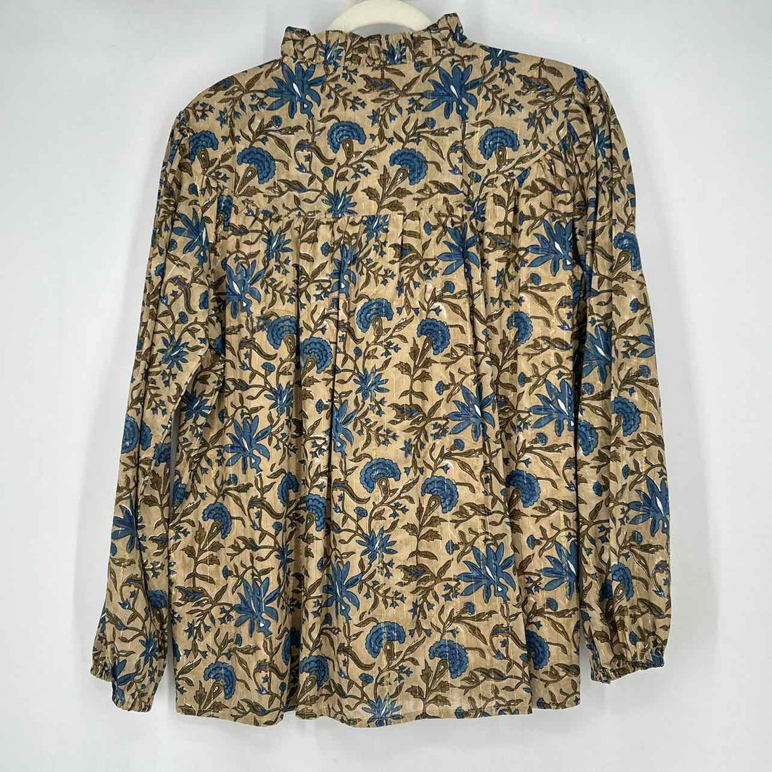 Clara The Label L Tan & Blue Floral New Boutique Top