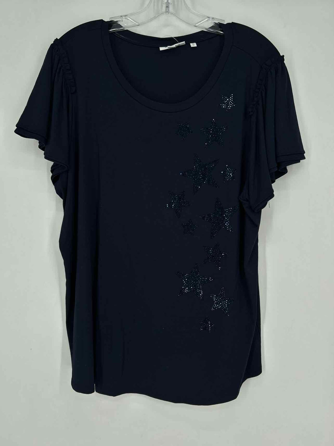 Chicos Size 3/XL Navy Stars Short Sleeve