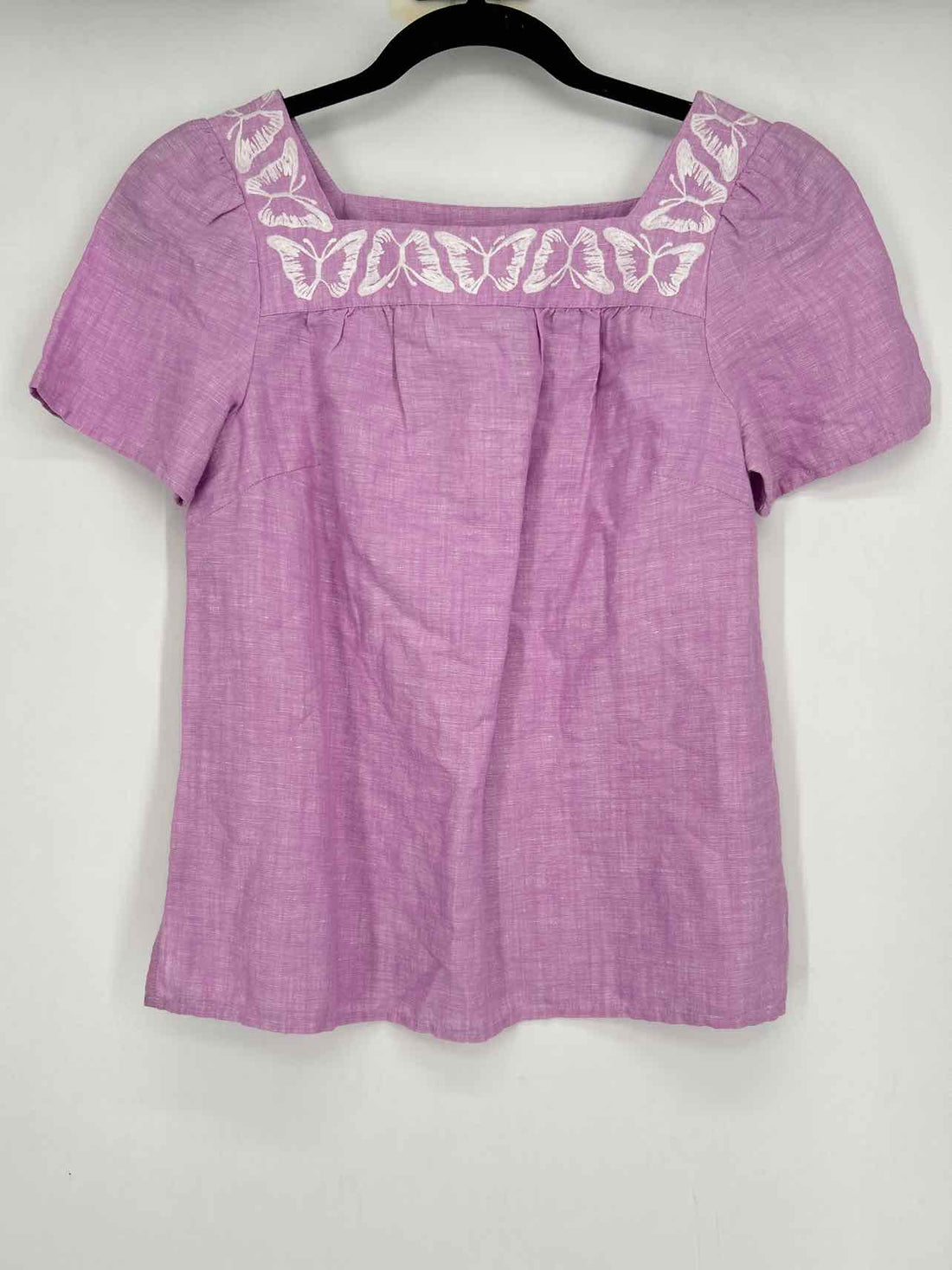 Talbots Size P Light Purple & White Linen/Cotton NWT Short Sleeve