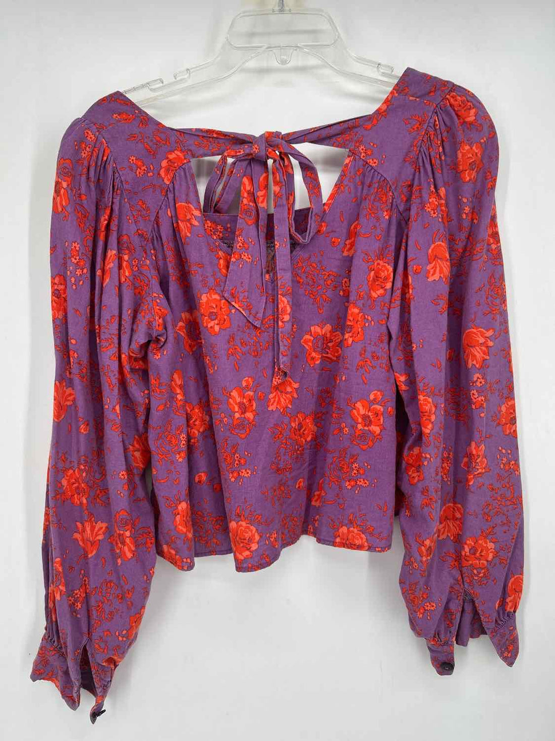 Free People Size S Purple & Orange Floral Long Sleeve