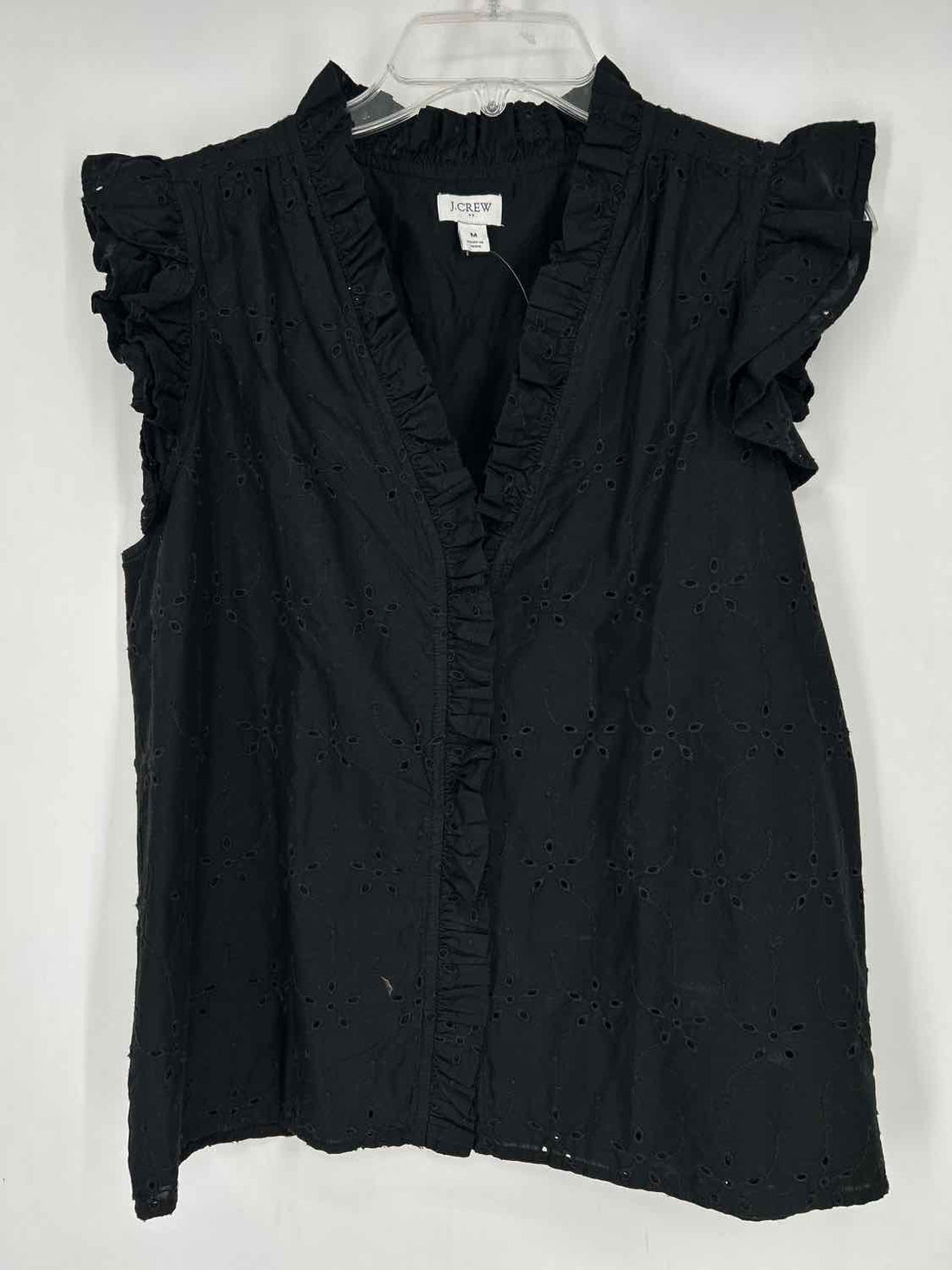 J Crew Size M Black Eyelet Short Sleeve