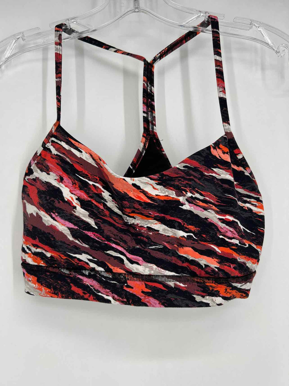 Lululemon Size 10 Black & Red Print Active Sports Bras