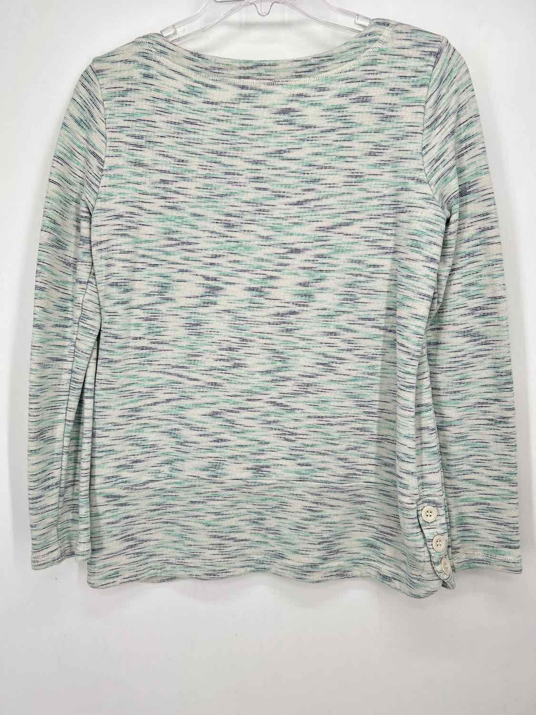 T By Talbots Size SP White Blue & Aqua Shimmer Sweater