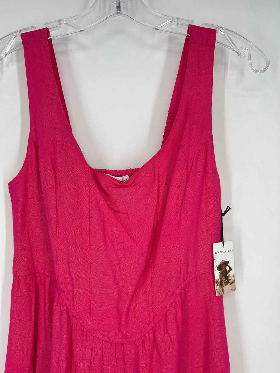 Sincerely Jules Size M Hot Pink Linen Blend NWT Dress