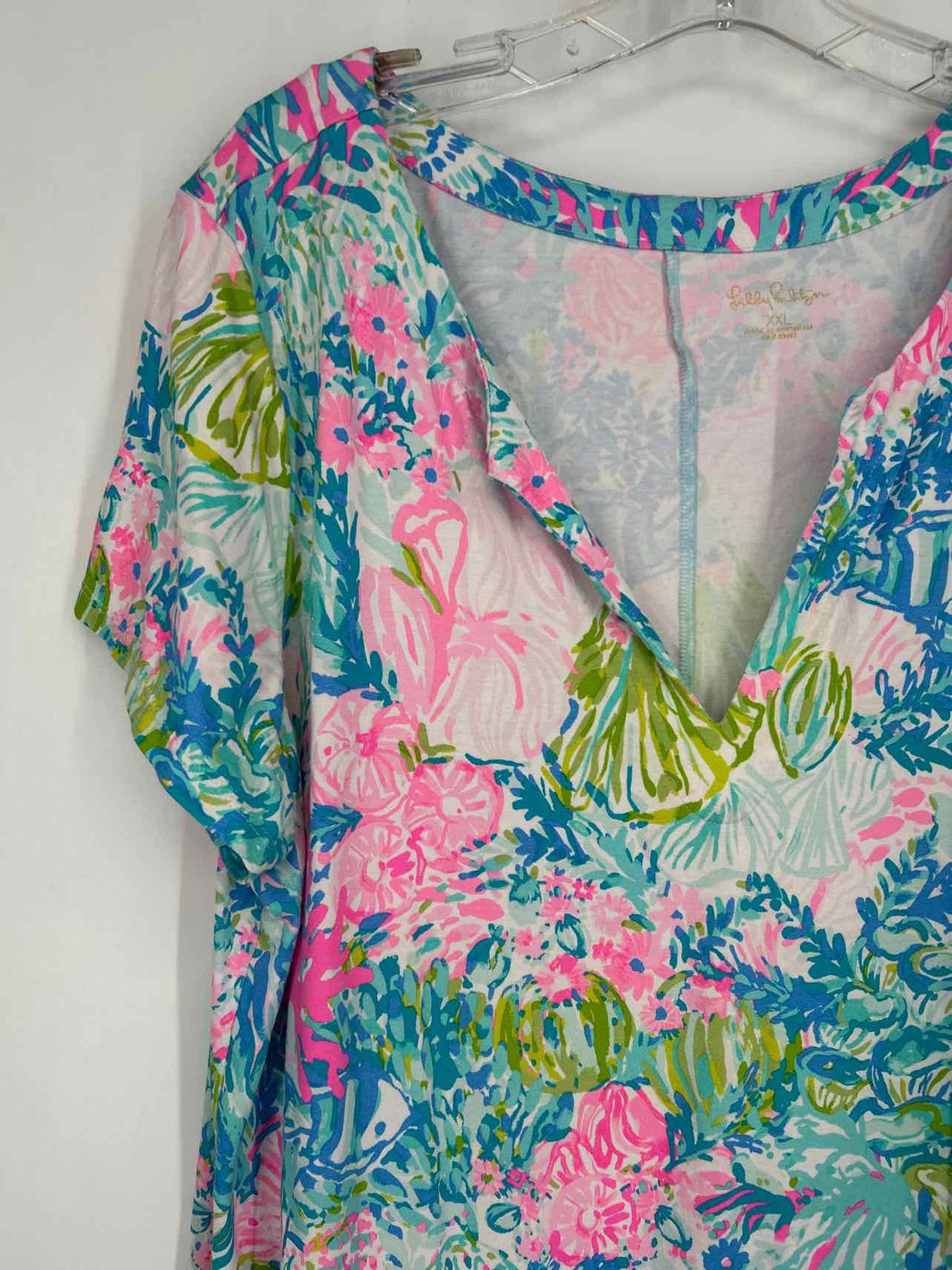 Lilly Pulitzer XXL Aqua Print Multi Short Sleeve Lilly Pulitzer Dress