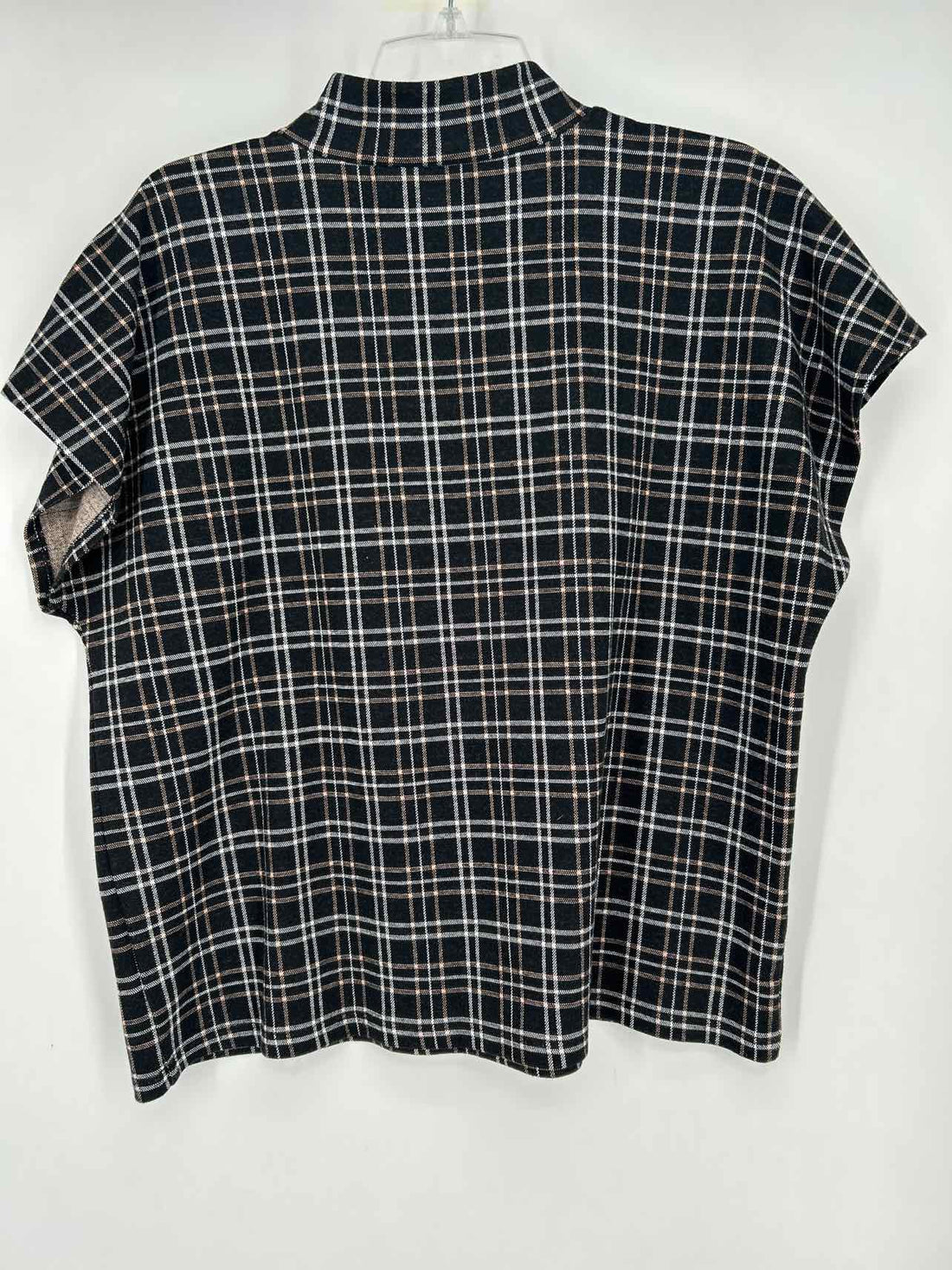 Ann Taylor Size L Black & White Plaid Short Sleeve