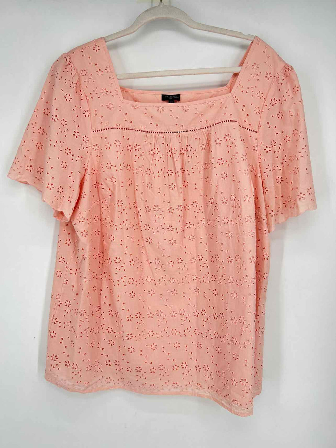 Talbots Size 2X Light Pink Eyelet Short Sleeve Top/Blouse