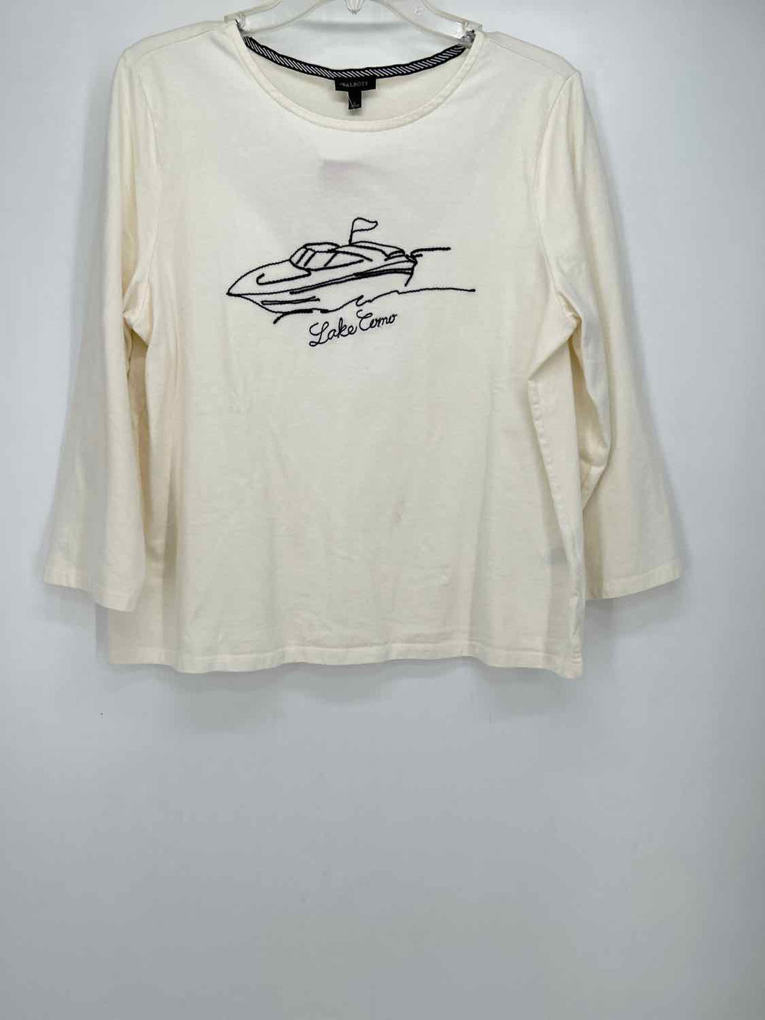 Talbots Size L White Graphic Long Sleeve