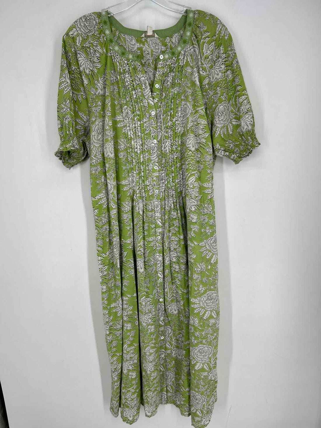 Monsoon Size XL Green & White Floral Short Sleeve Dress