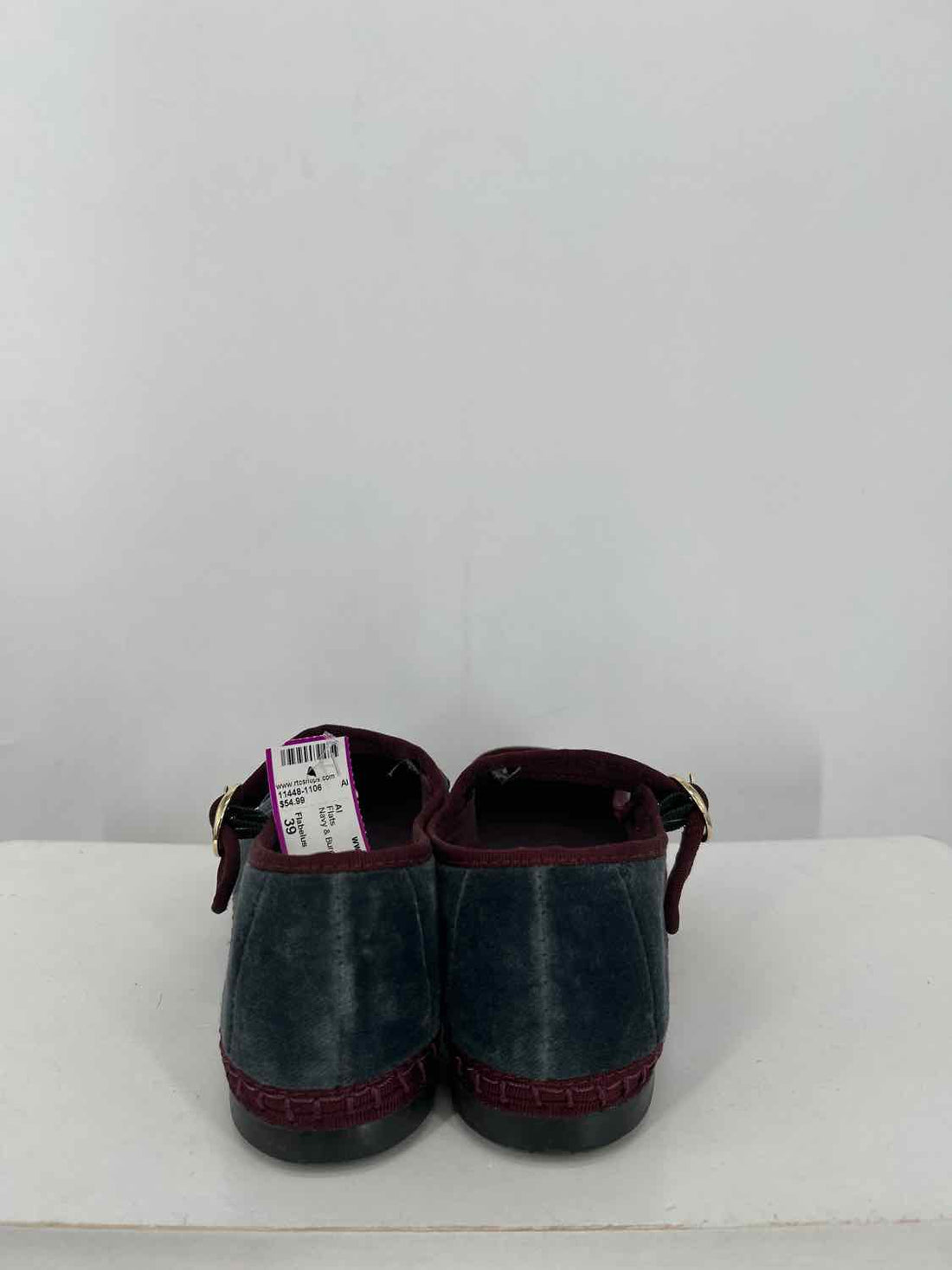 Flabelus Women Size 39 Navy & Burgandy Velvet Flats