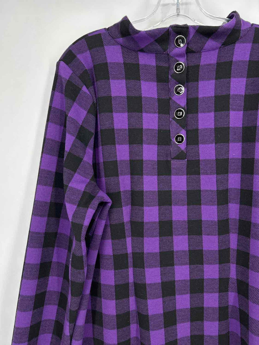 Talbots Size XLP Purple & black checkered Long Sleeve Dress