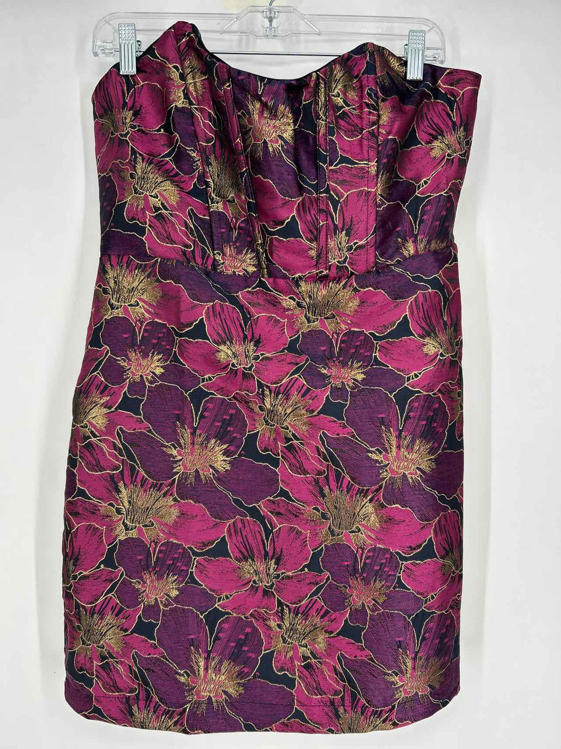 Lulus Size XL Dark Navy & Purpe Floral Strapless Dress