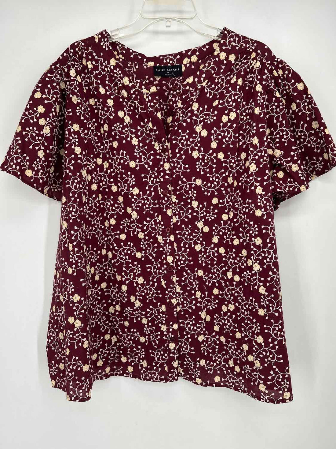 Lane Bryant Size 24 Burgandy Floral NWT Top/Blouse