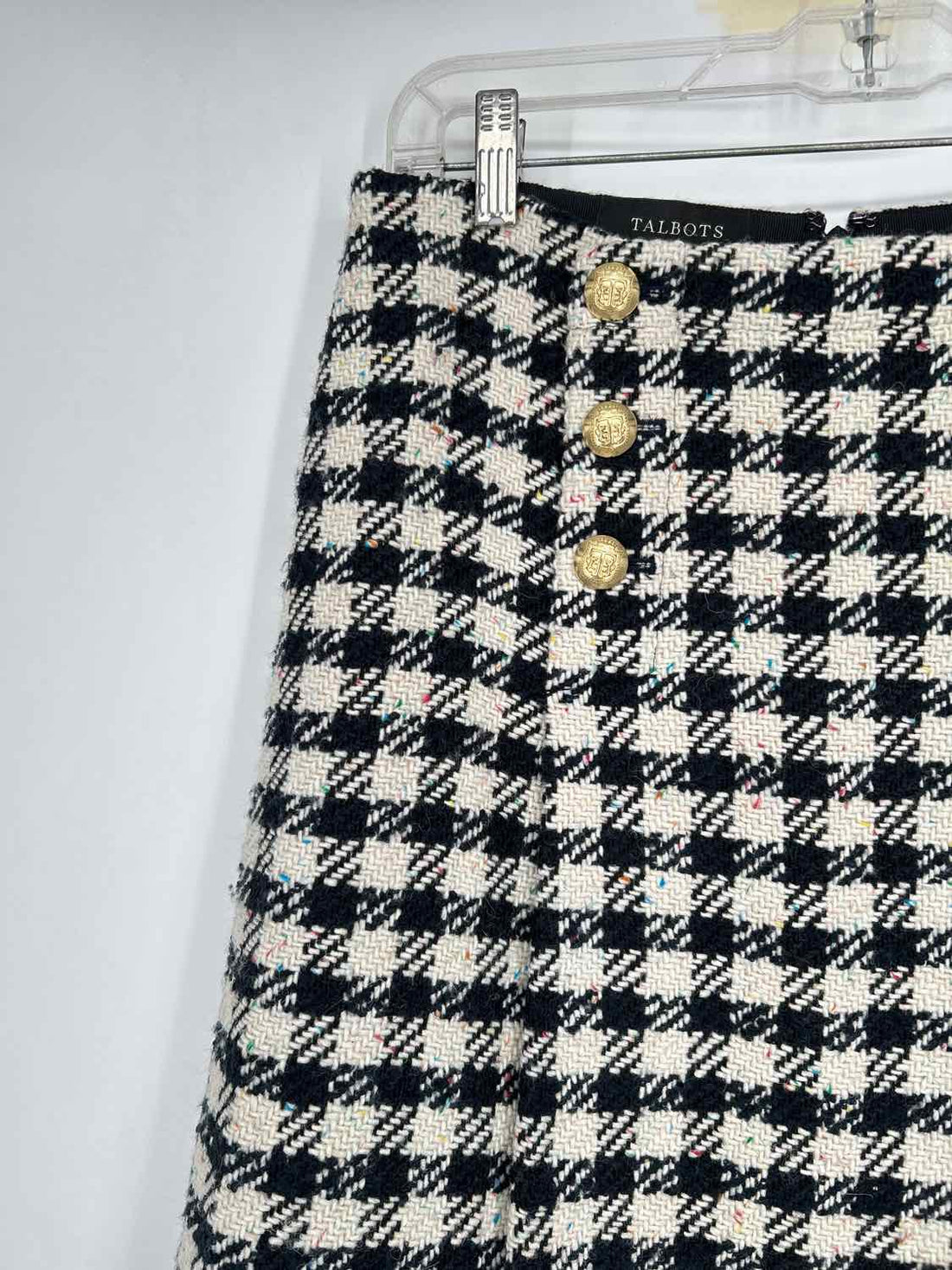 Talbots Size 4 White & Black Print Wool Blend Skirts
