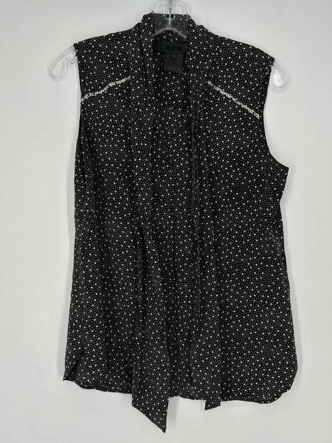 Miss Wu Size 10 Black & White Polkadot Silk Sleeveless