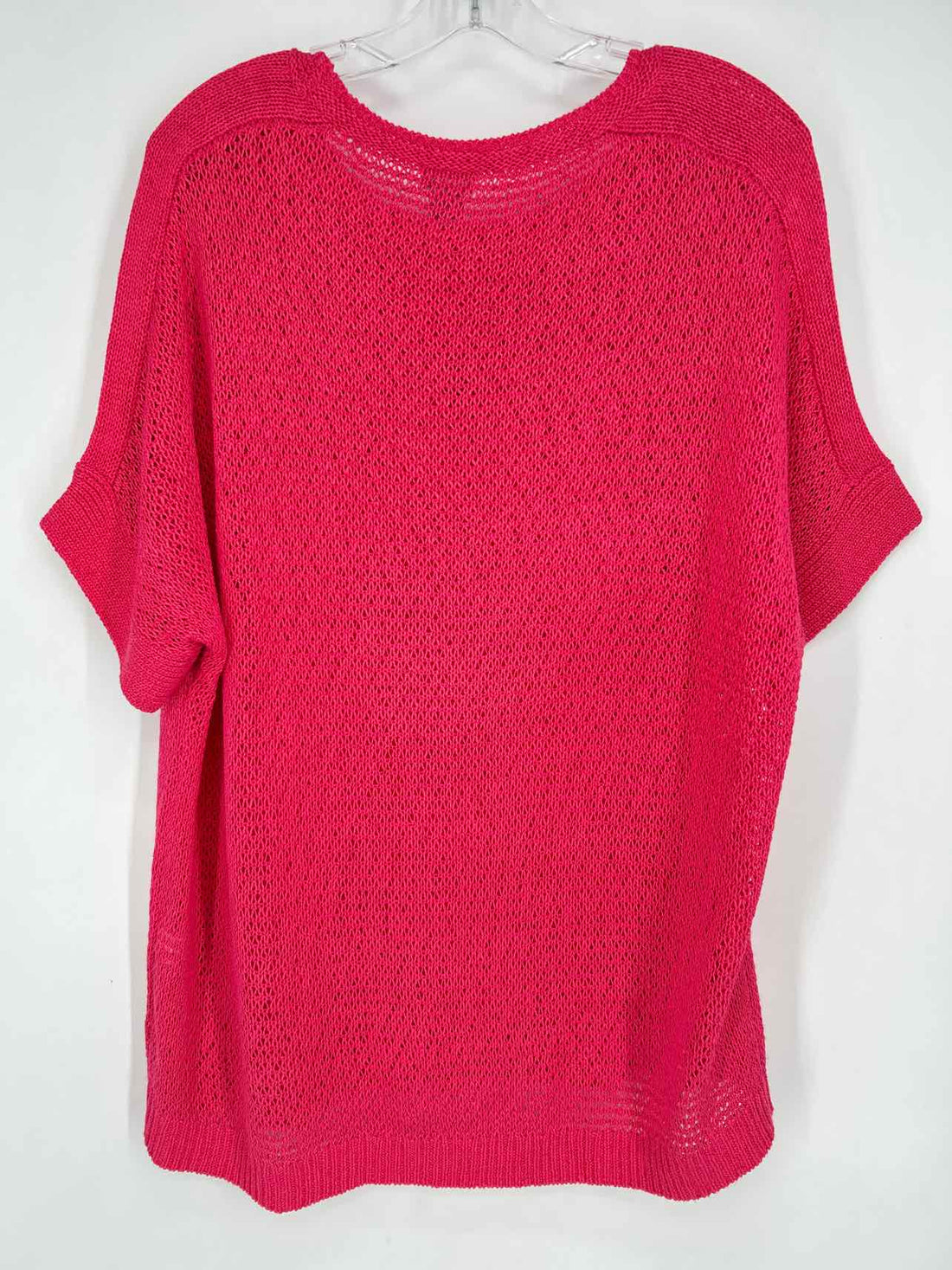 Chicos Size 3/XL Hot Pink Open Knit Short Sleeve