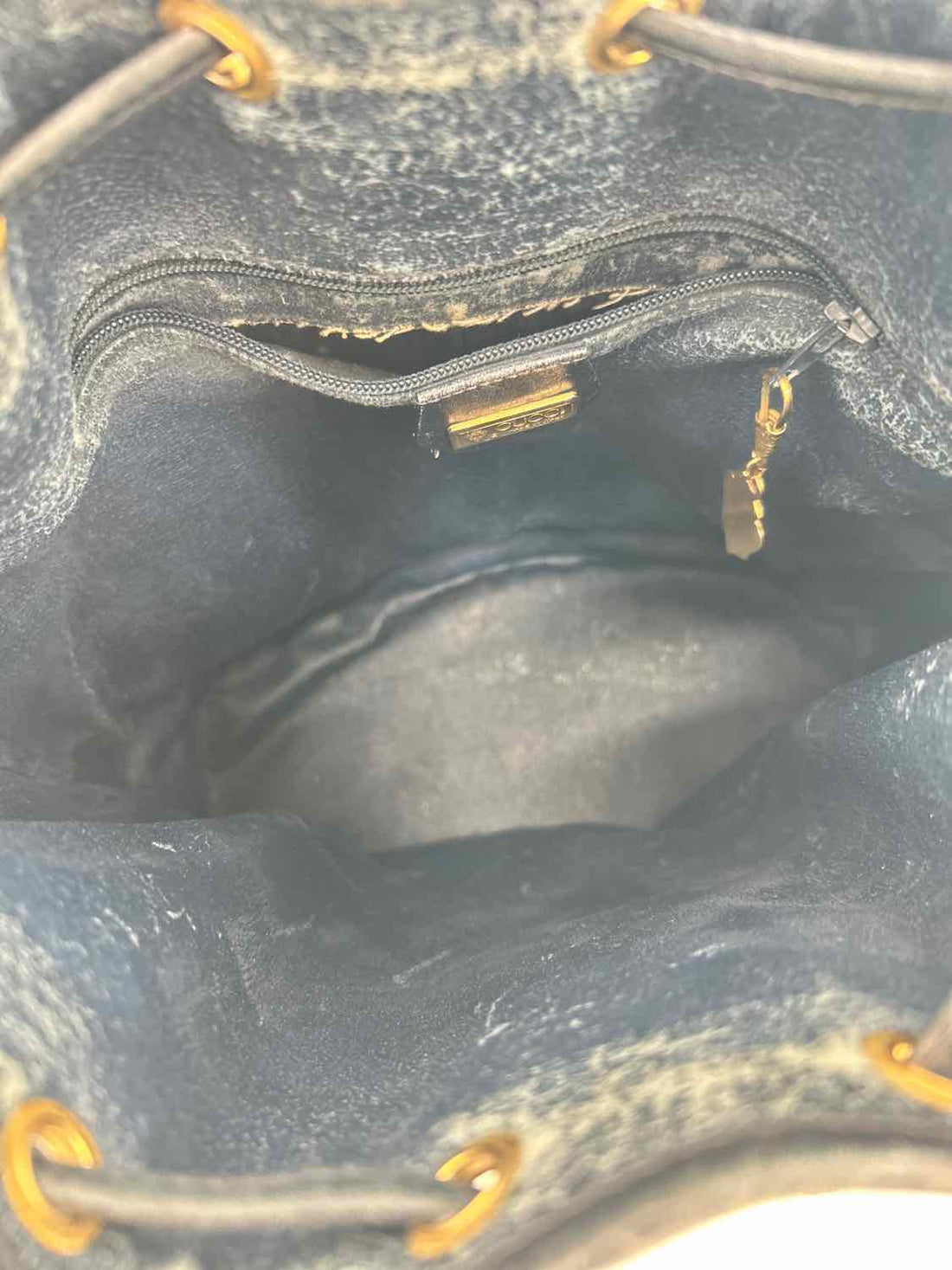 Gucci Micro GG Supreme Navy Vintage Draw-string Bucket Bag