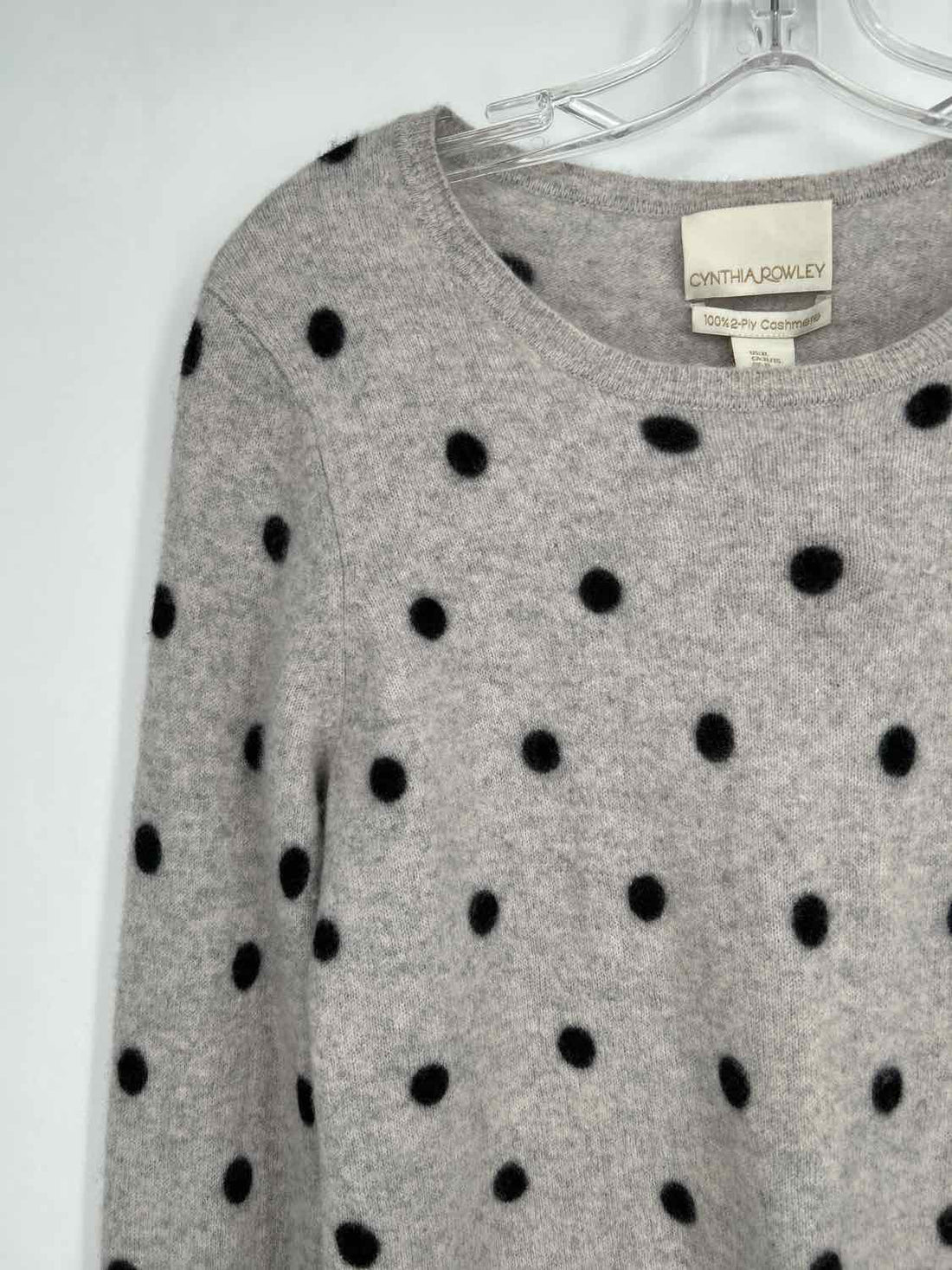 Cynthia Rowley Size XL Gray Polkadot 2 ply cashmere Sweater