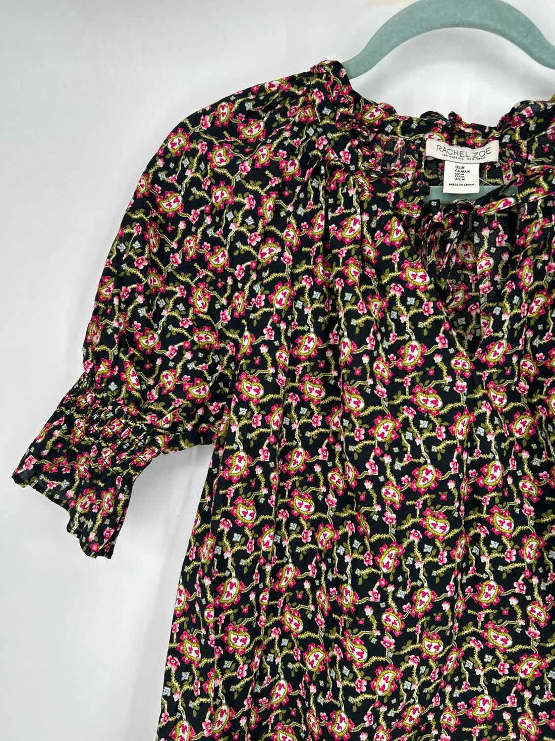 Rachel Zoe Size M Black Print Short Sleeve