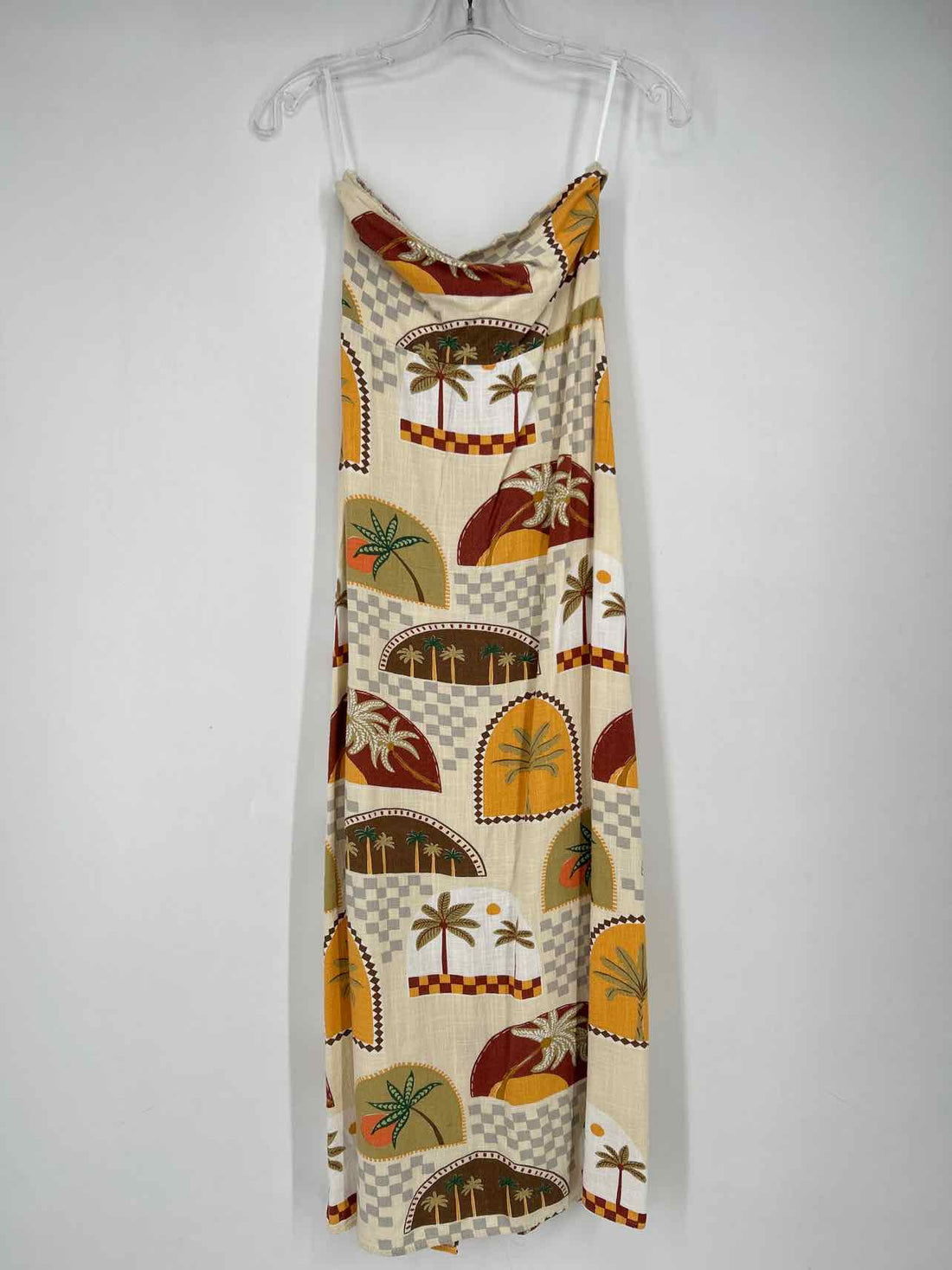 Paper Heart Size S Beige Print Strapless Dress