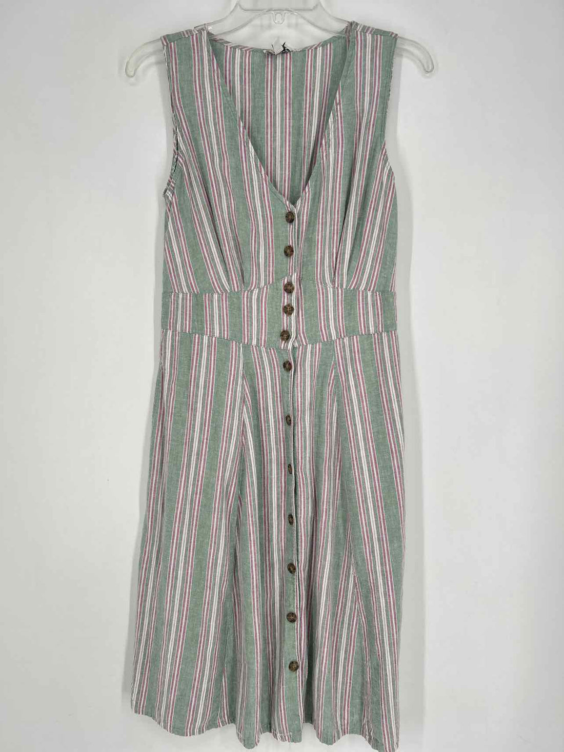 Wonderly Size S Green & Pink Stripe Dress