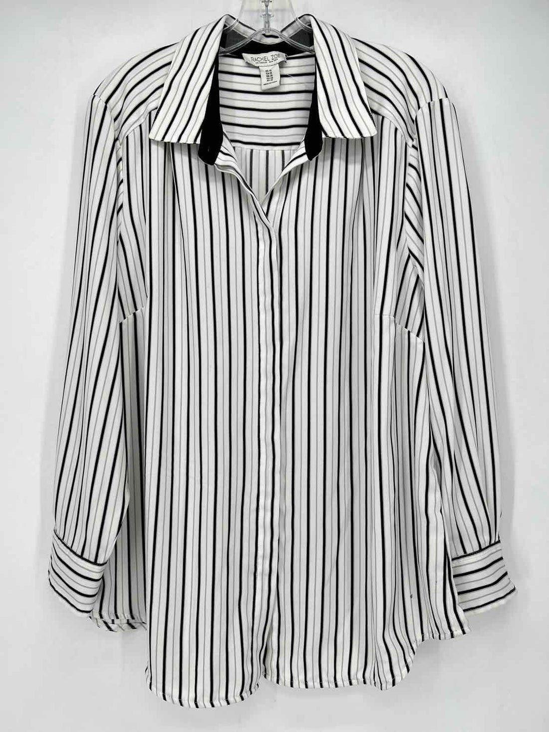 Rachel Zoe Size 1X White Striped Long Sleeve