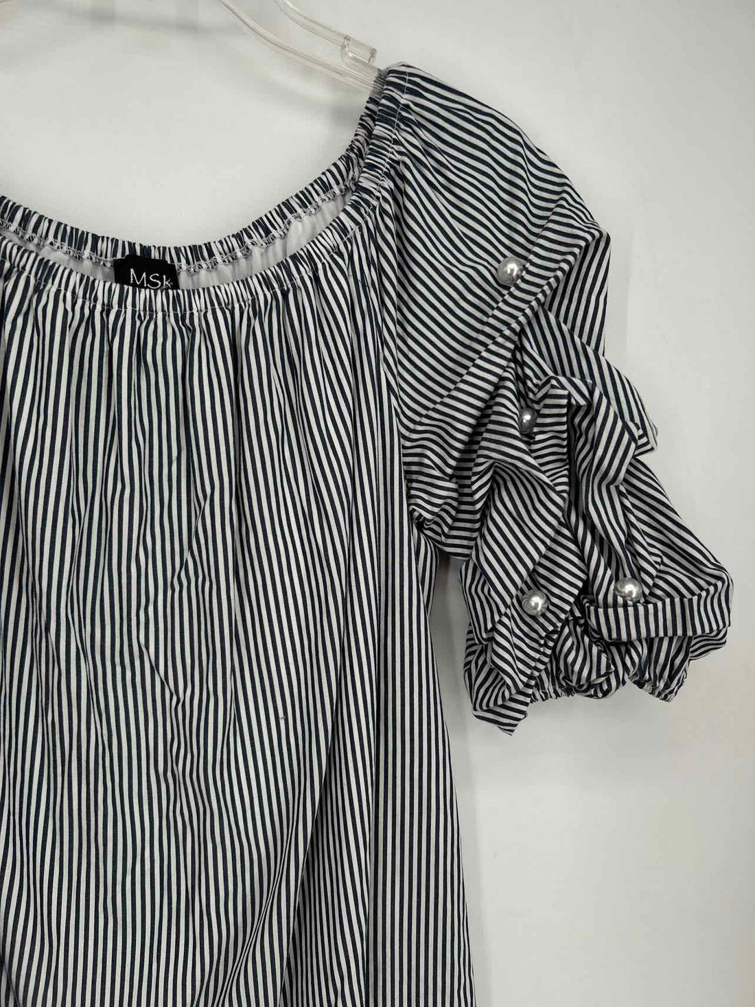 MSK Size L Navy & White Striped Dress