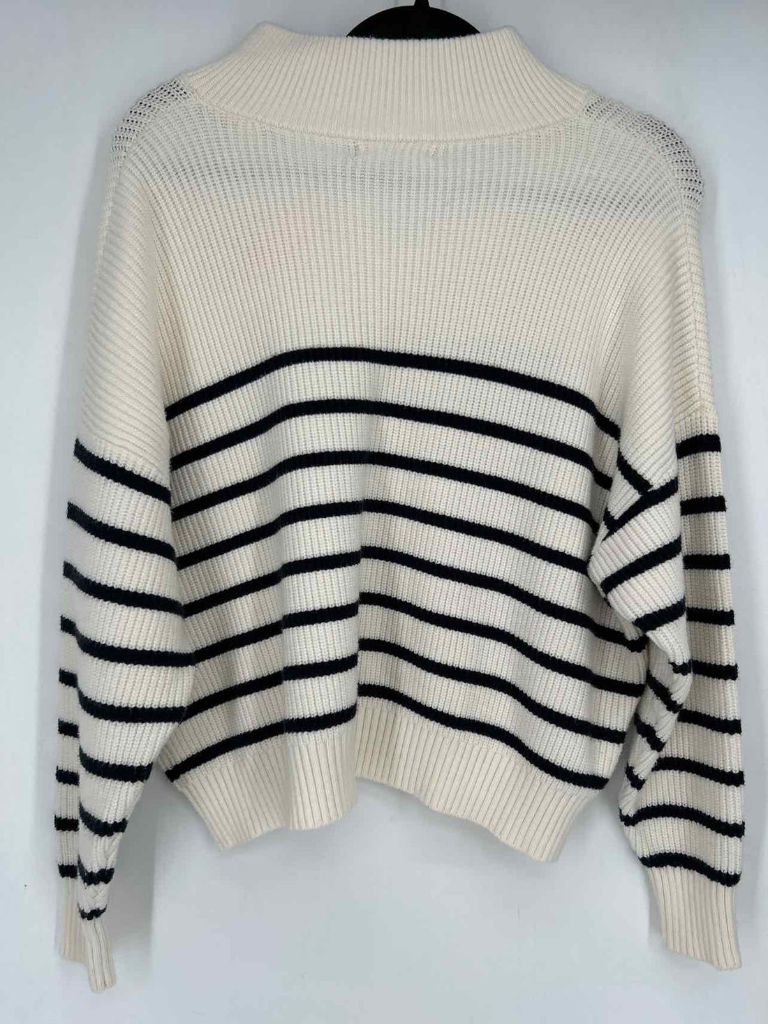 MNG Size M White & Navy Striped Sweater