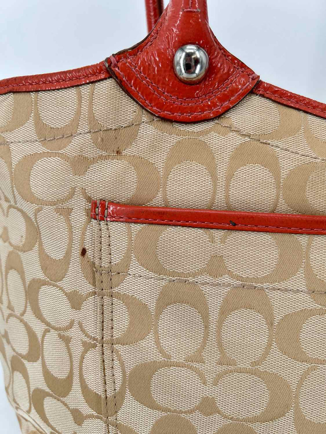 Coach Beige & Pink Canvas Tote
