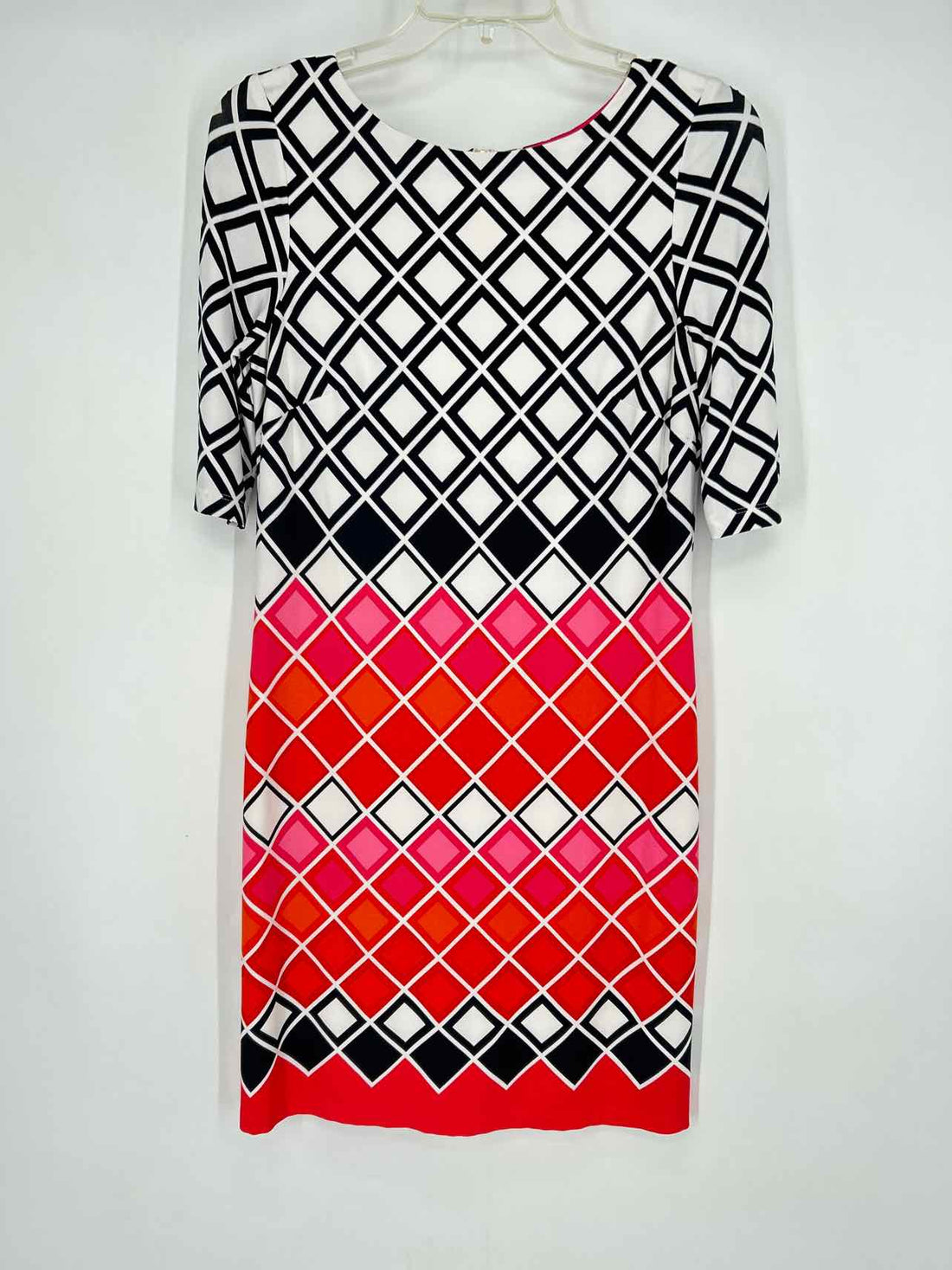 Eliza J Size 4 White & Black Print Short Sleeve Dress