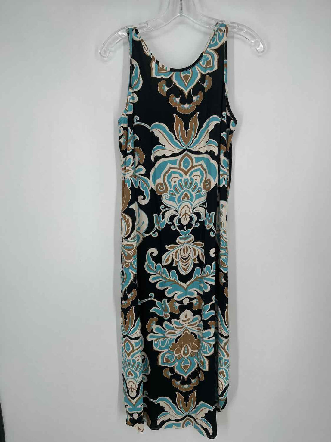 Karen Kane Size SP Navy & Beige Print Sleeveless Dress