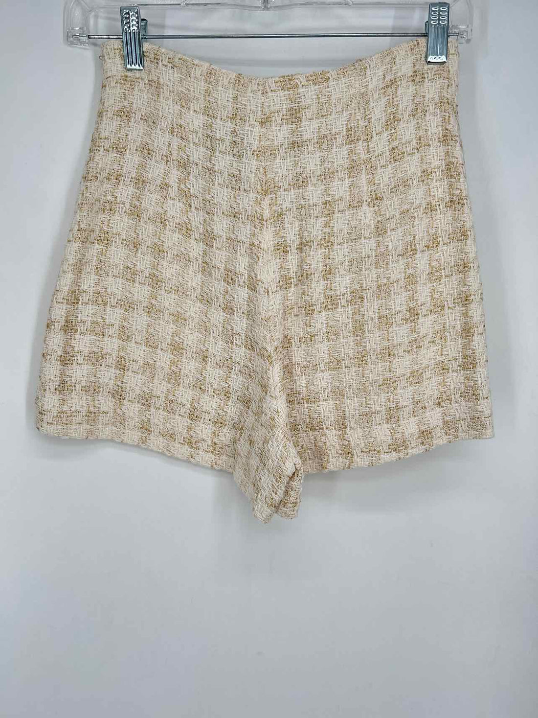 Zara Size XS White & Gold Tweed NWT Shorts