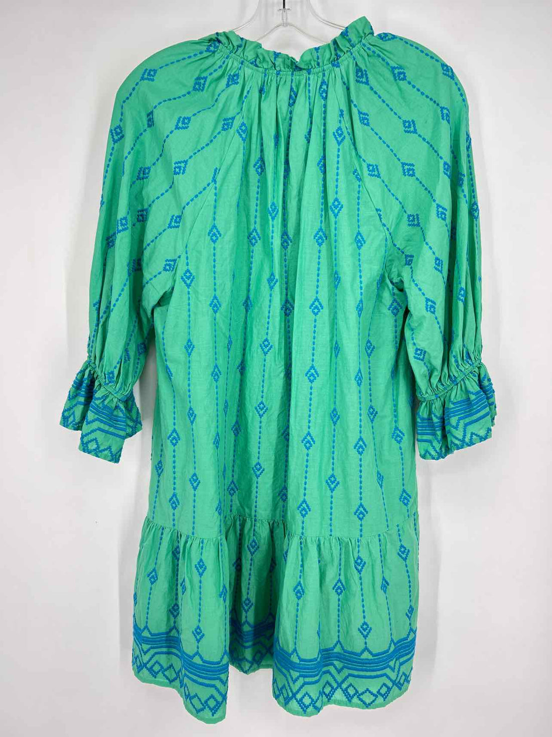 Umgee Size M Green & Blue Embroidered Long Sleeve Dress