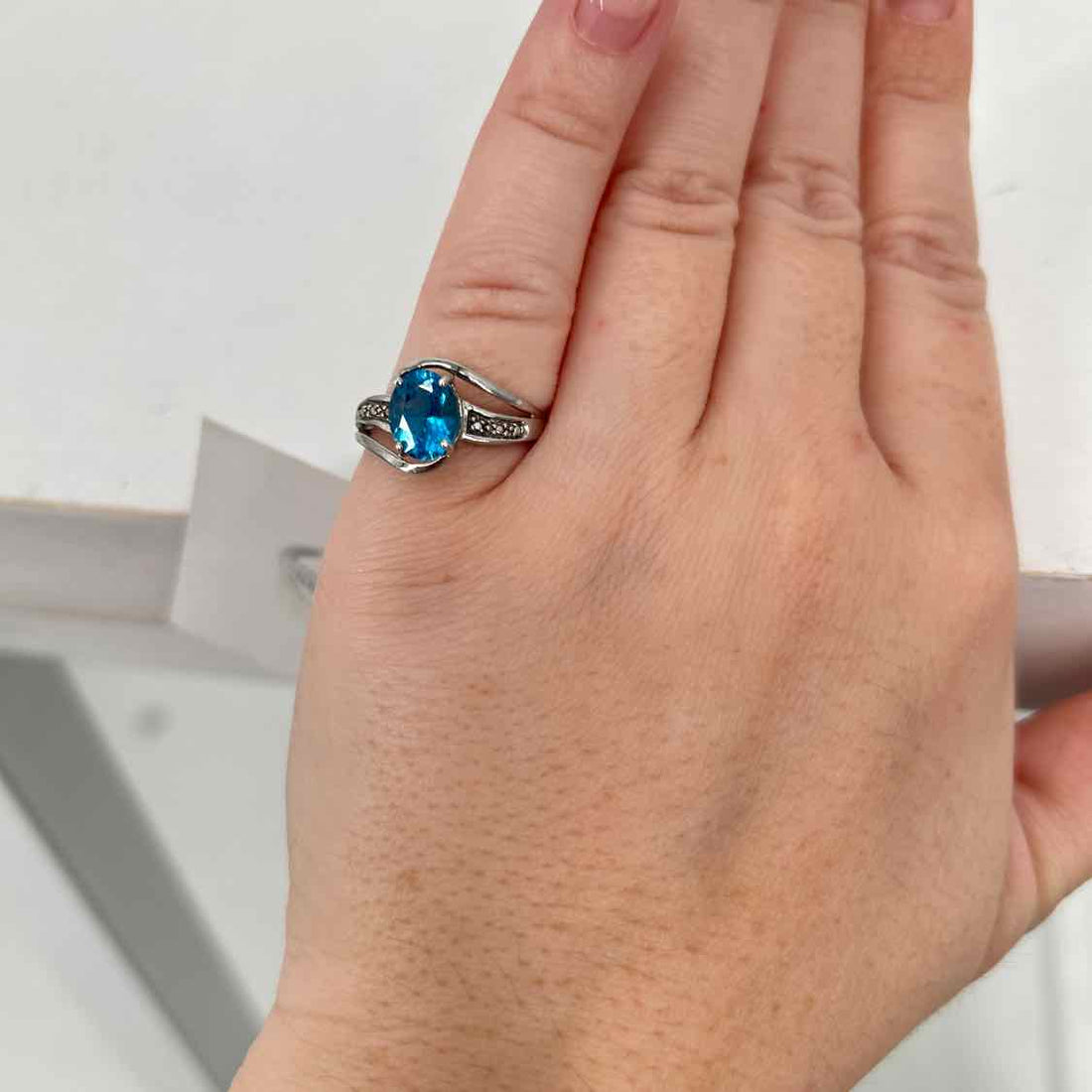 Gems TV Size 7 925 Blue Topaz Silver Ring