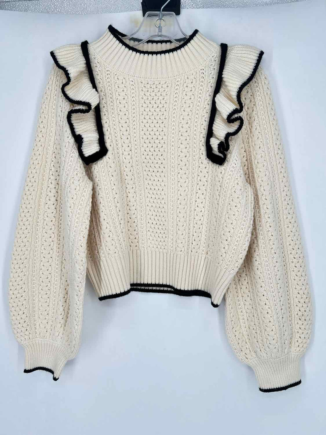 Mitylene Size M Ivory & Black Sweater