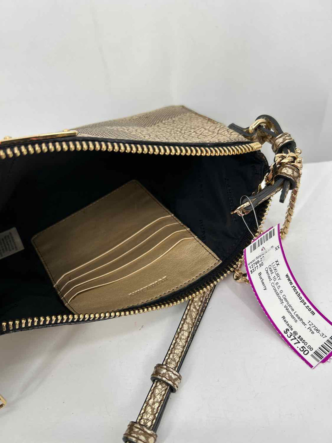 Burberry Gold Genuine Leather LUXURY