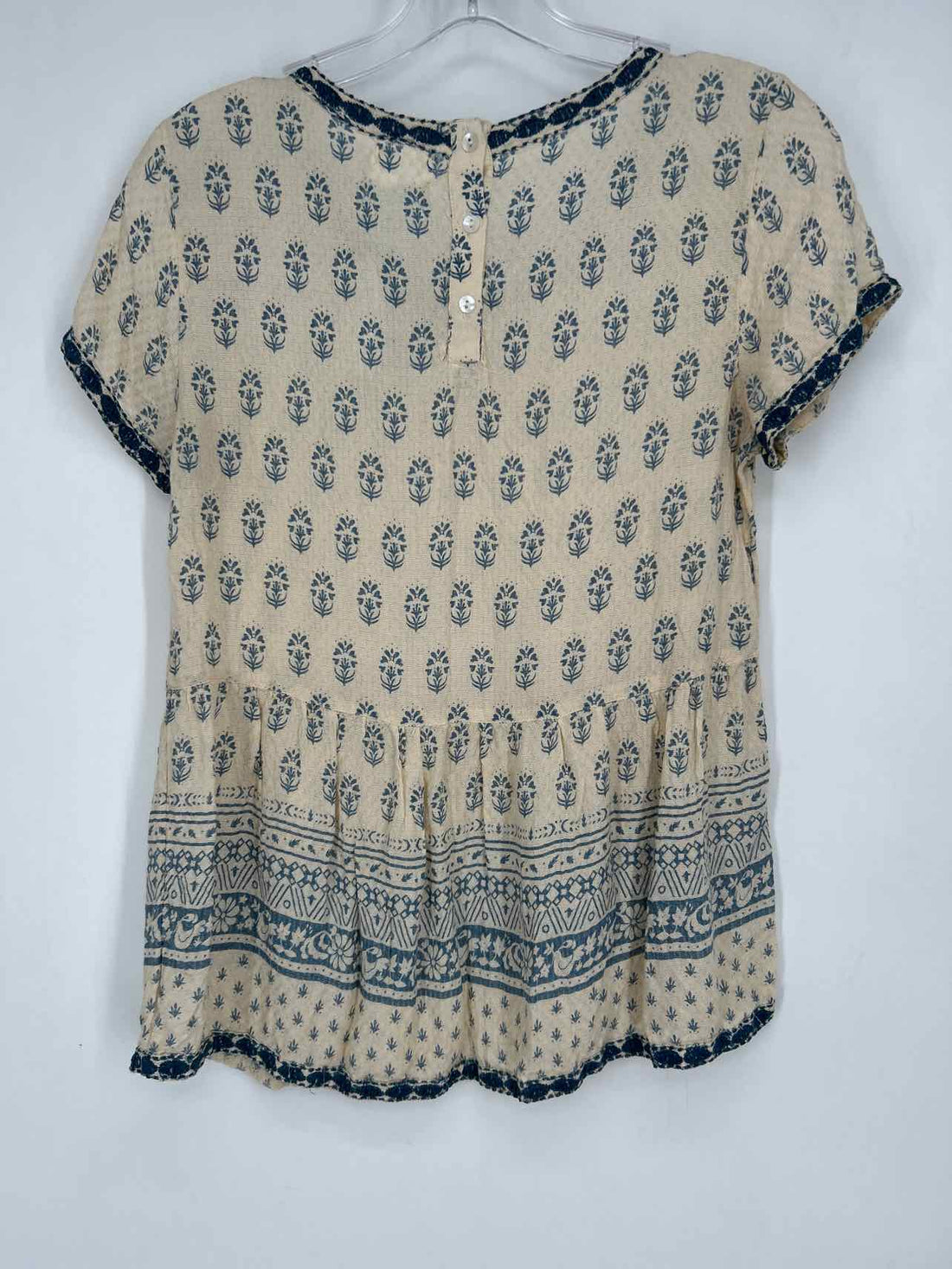 Sigrid Olsen Size XS cream & blue Short Sleeve