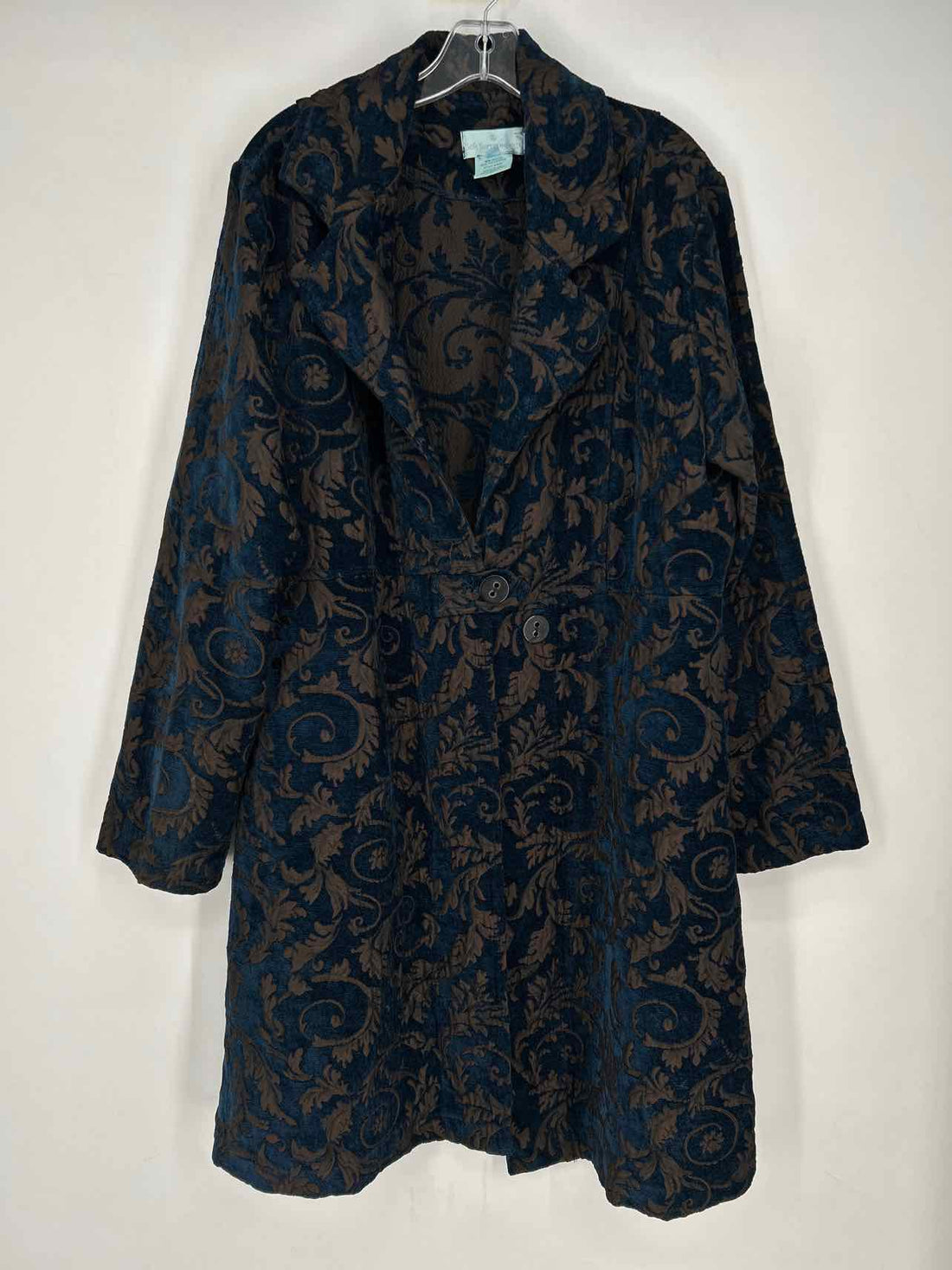 Soft Surroundings Size L Navy & Brown Velvet Vintage Coat