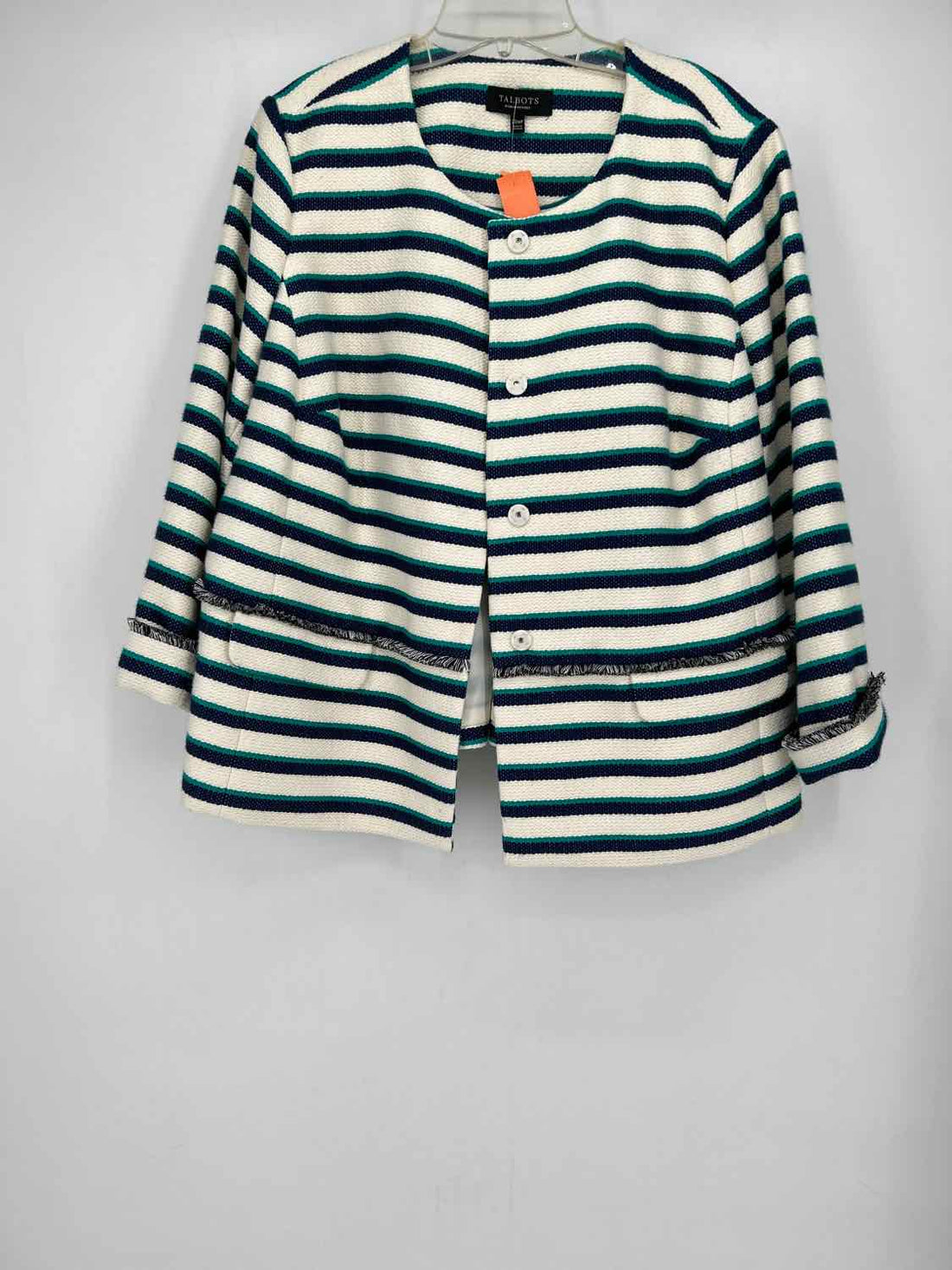 Talbots Size 20WP White & Navy Striped Blazer