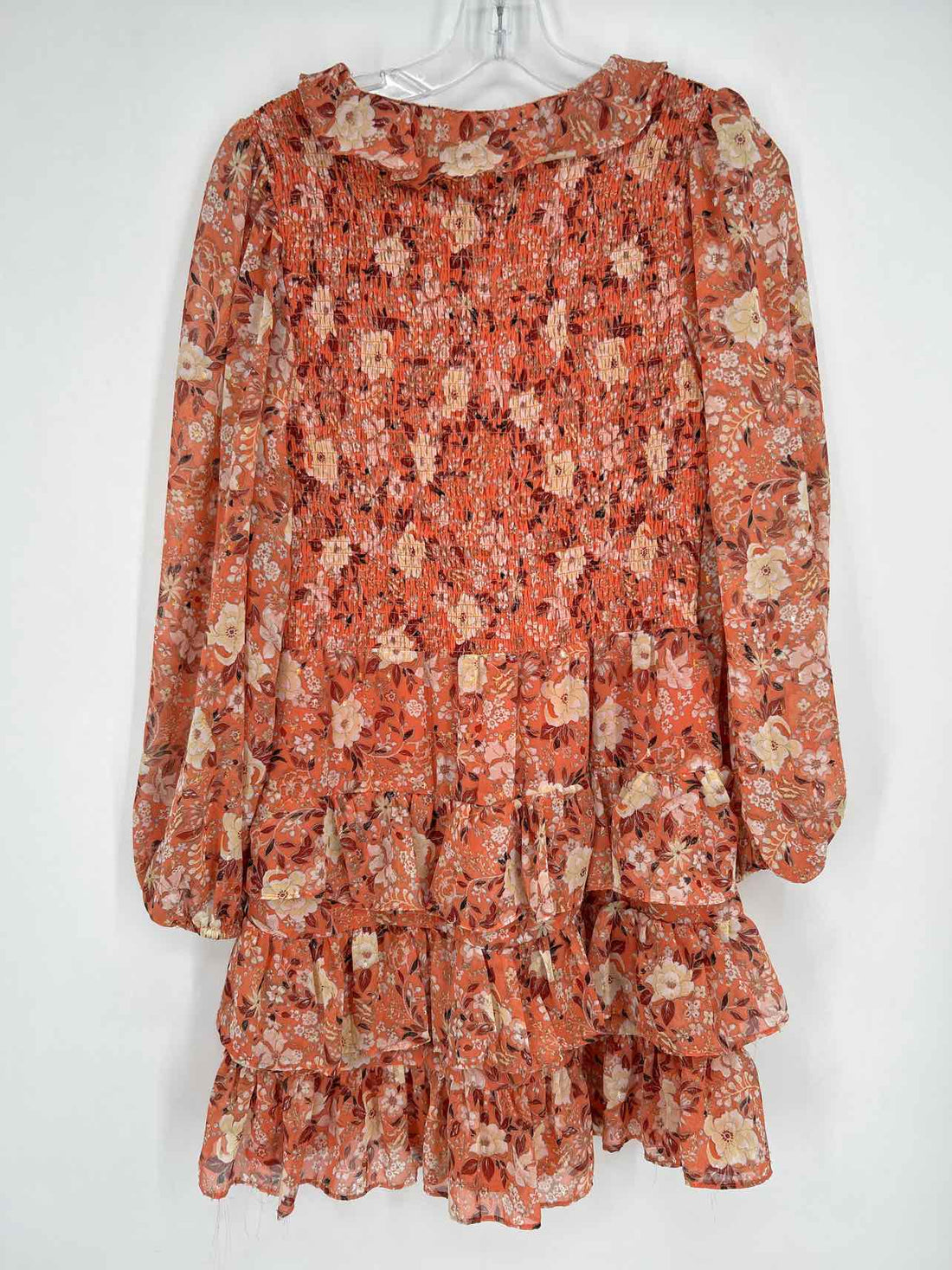 1 State Size M Orange Floral Long Sleeve Dress
