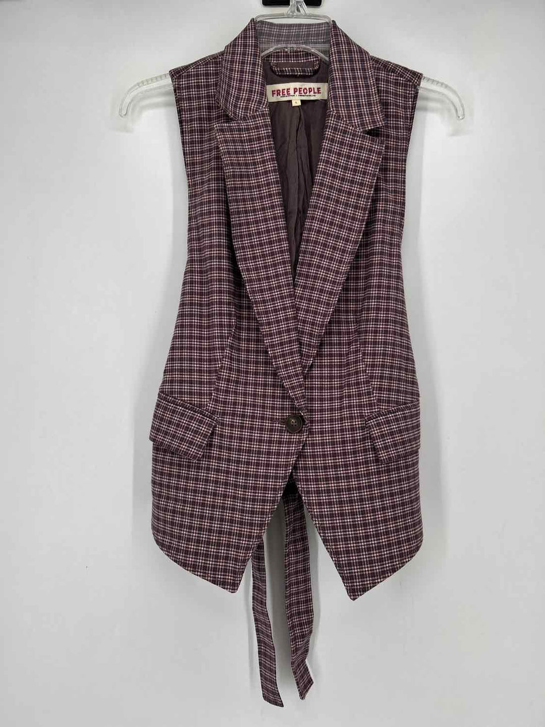 Free People Size S Purple Plaid Vest