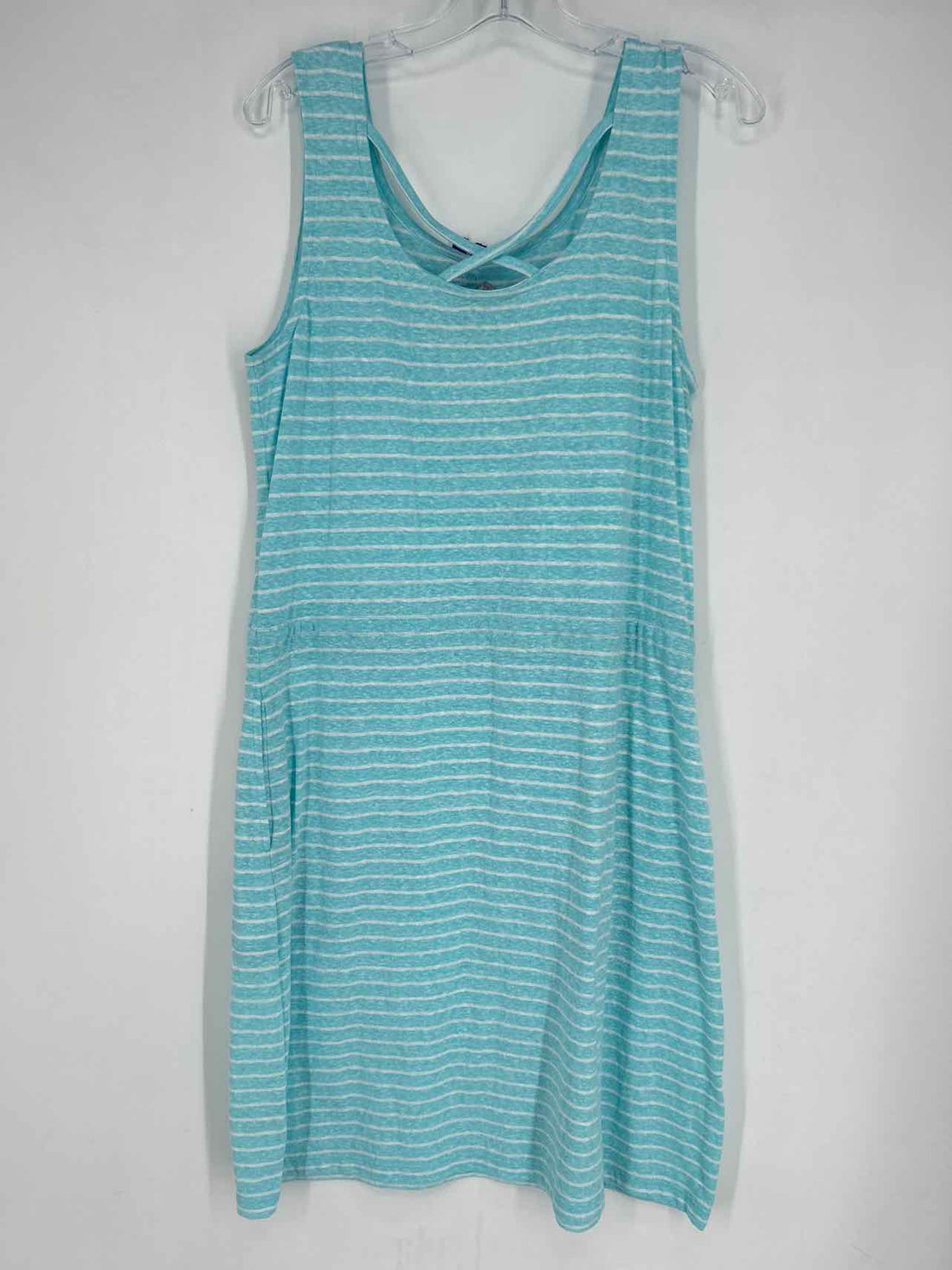 T By Talbots Size L Light Blue & White Striped Dress