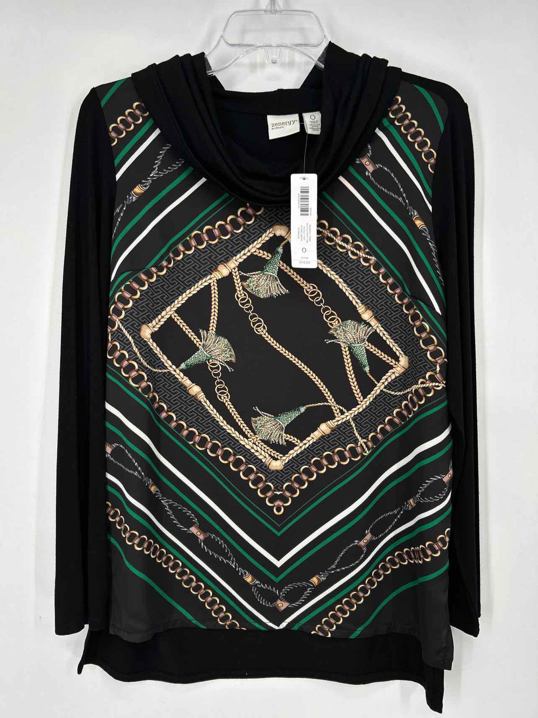 Chicos Size 0 (s) Black Print NWT Long Sleeve