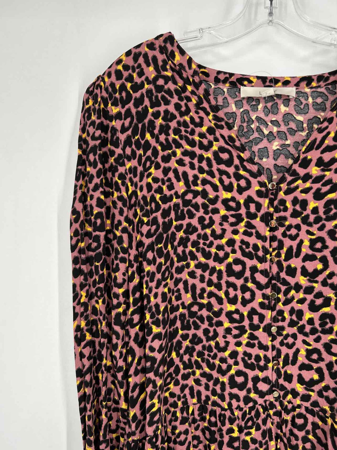 Loft Size M Pink Leopard Long Sleeve Dress