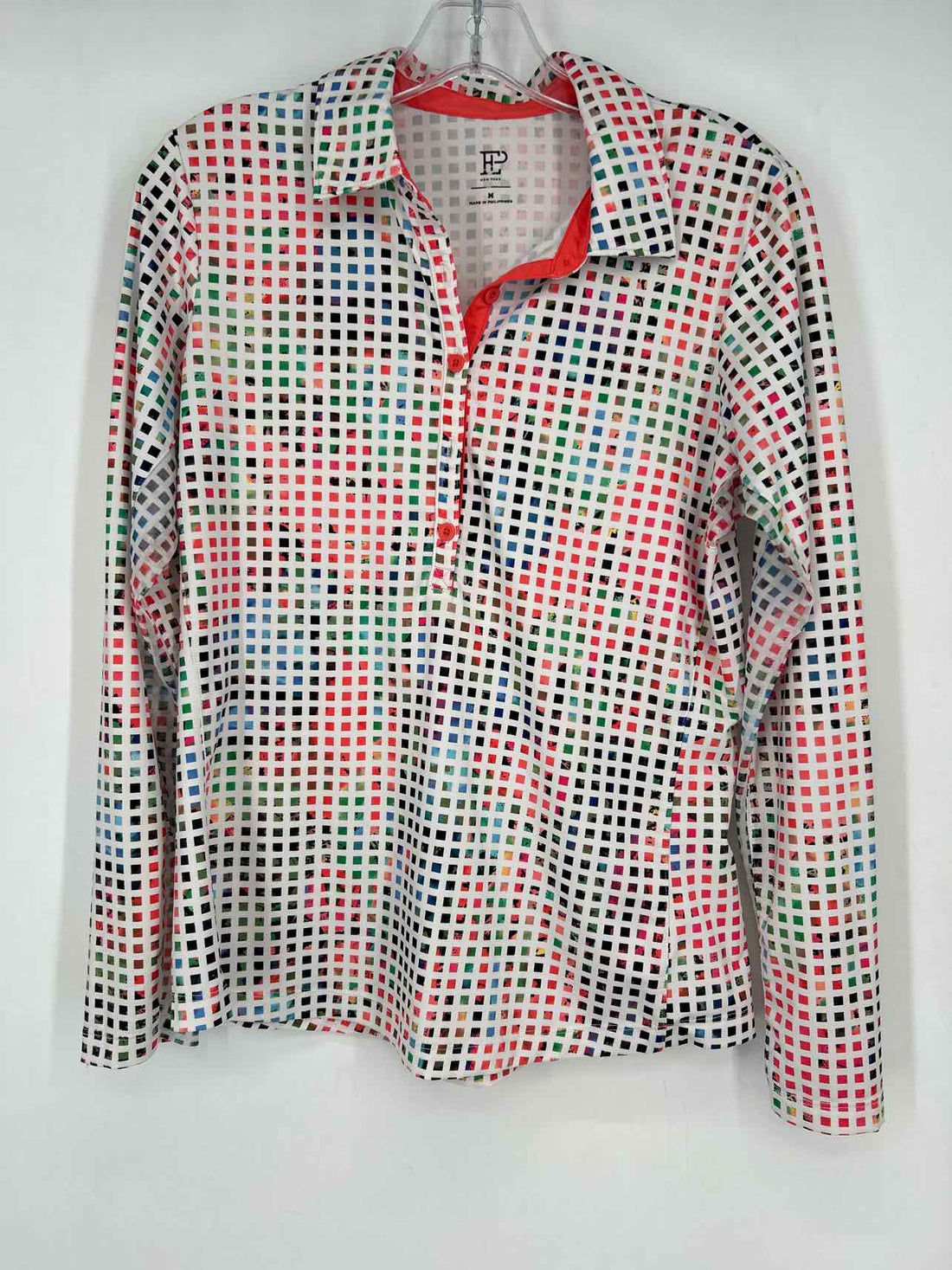 EP New York Size M White Print Long Sleeve Active Tops