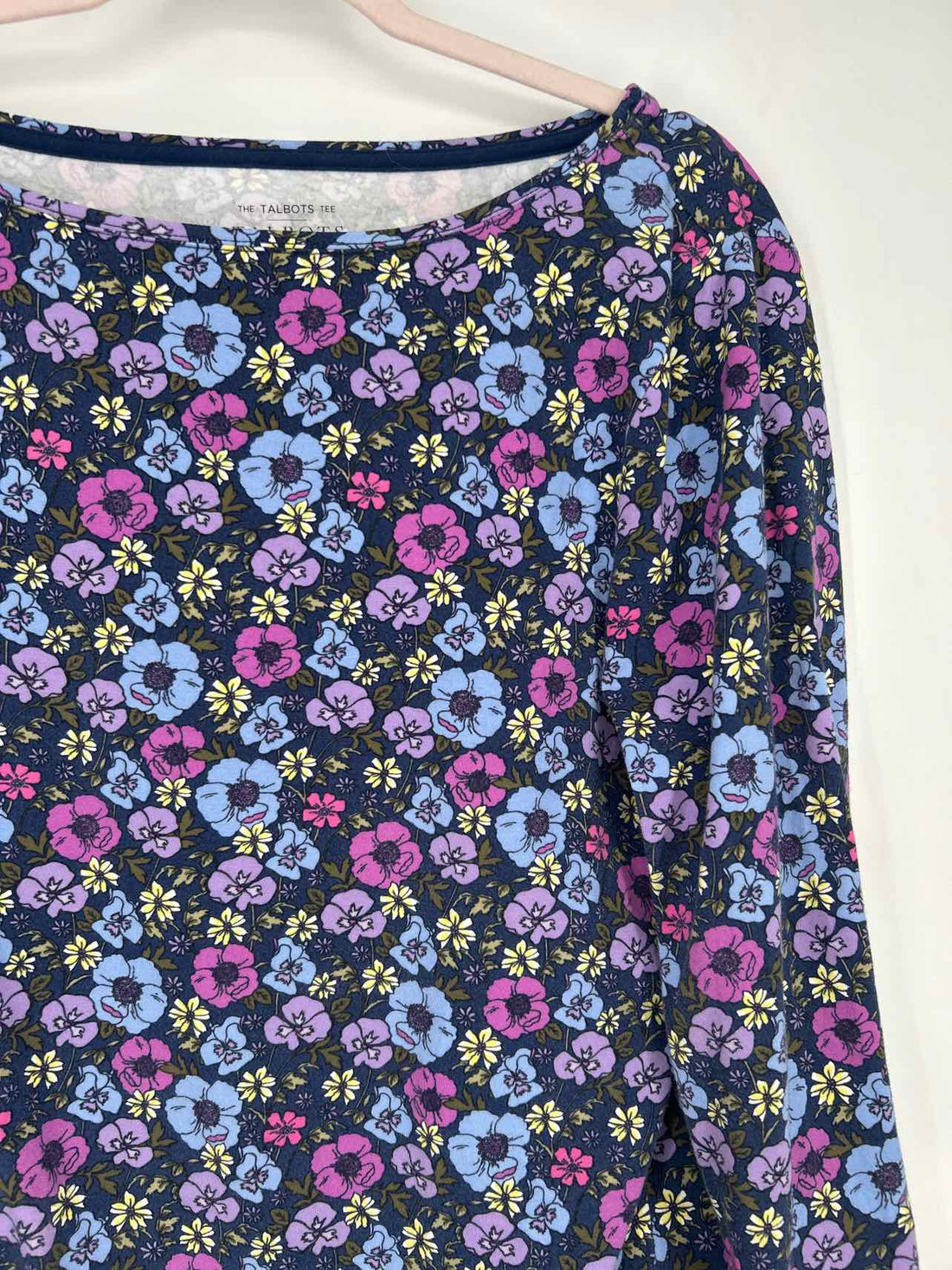 Talbots Size XL Navy Floral Long Sleeve