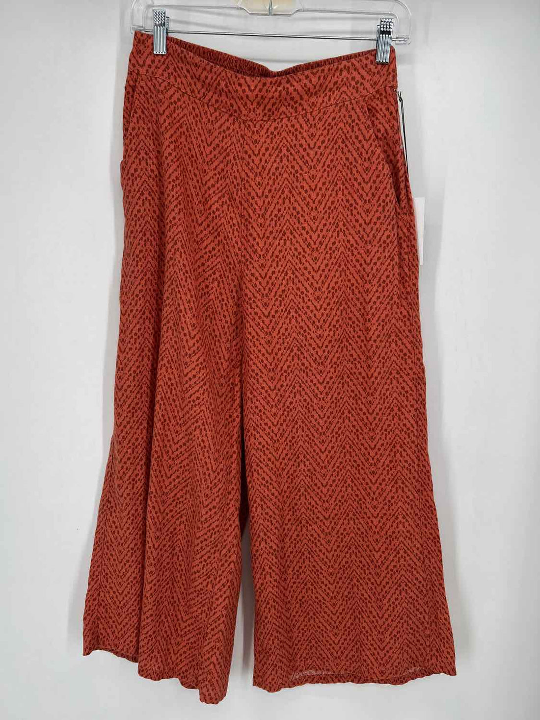 Halston Size S Rust Print Linen 100% NWT Pants