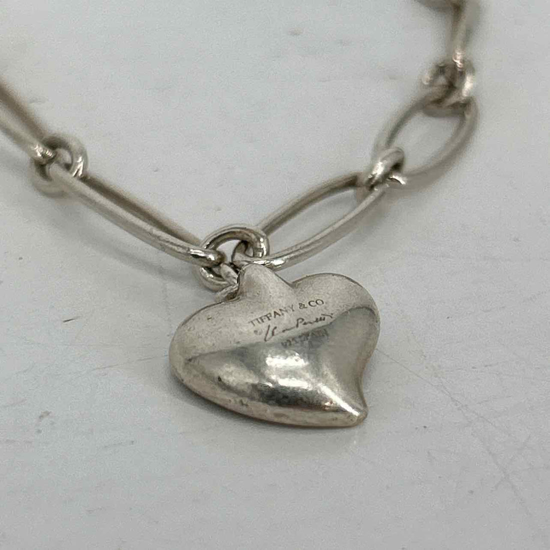 Tiffany & Co Full Heart Bracelet Size 7" Sterling Silver Silver Pre Owned LUXURY